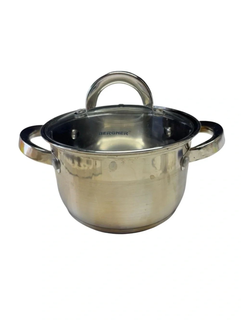 Bergner Stainless Steel 1.5L Double Handle Saucepan Pot w/ Glass Lid S0174-07424